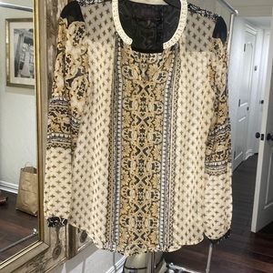 Hale Bob blouse with white beaded collar